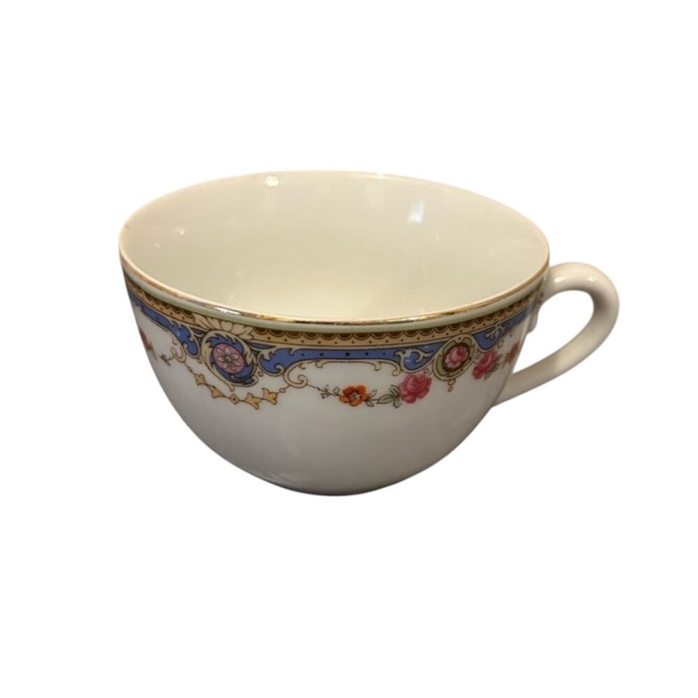 small vintage Bavaria Floral Teacup with Gold Trim and white porcelain finish